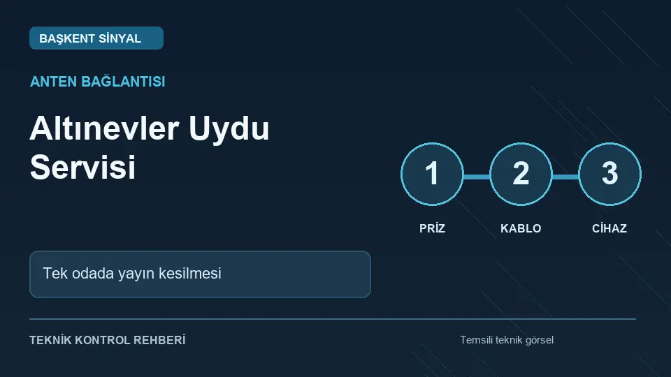 Altınevler uydu servisi: Tek odada yayın kesilmesi için temsili teknik kontrol infografiği