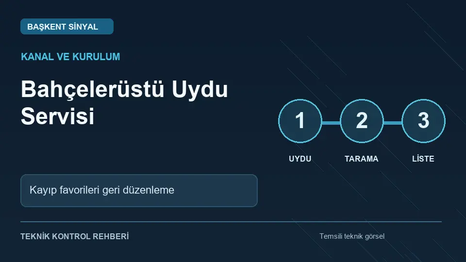 Bahçelerüstü uydu servisi: Kayıp favorileri geri düzenleme için temsili teknik kontrol infografiği