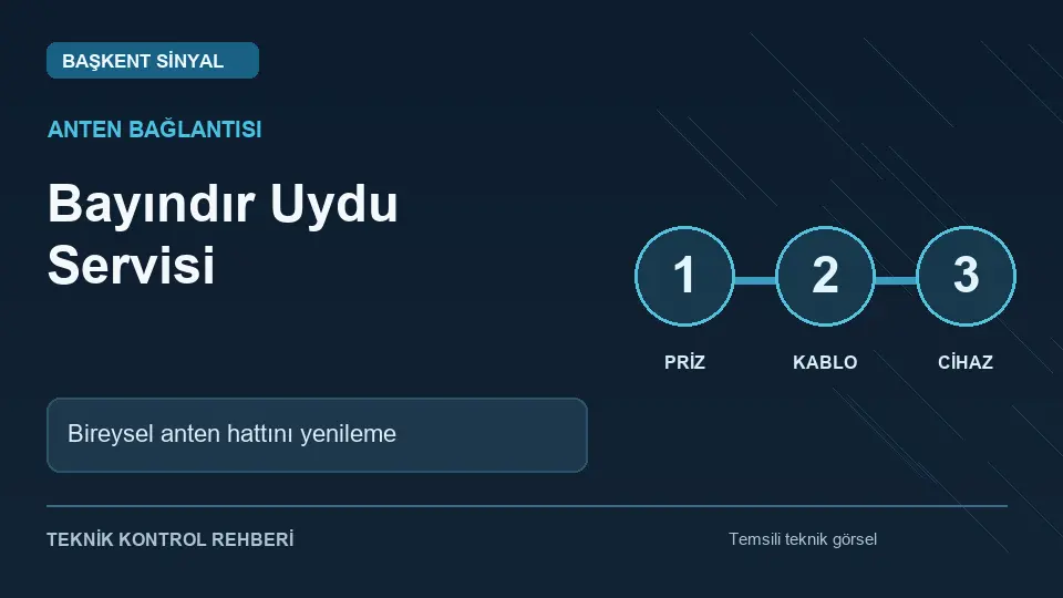 Bayındır uydu servisi: Bireysel anten hattını yenileme için temsili teknik kontrol infografiği