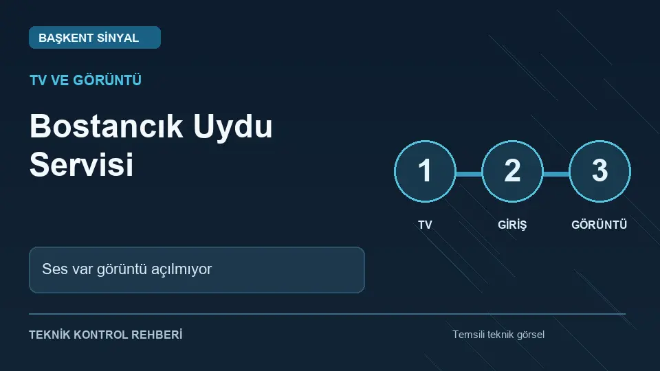 Bostancık uydu servisi: Ses var görüntü açılmıyor için temsili teknik kontrol infografiği