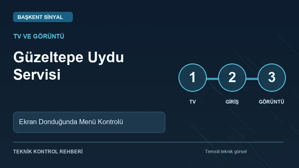 Güzeltepe Uydu Servisi: Ekran Donduğunda Menü Kontrolü için temsili teknik kontrol infografiği