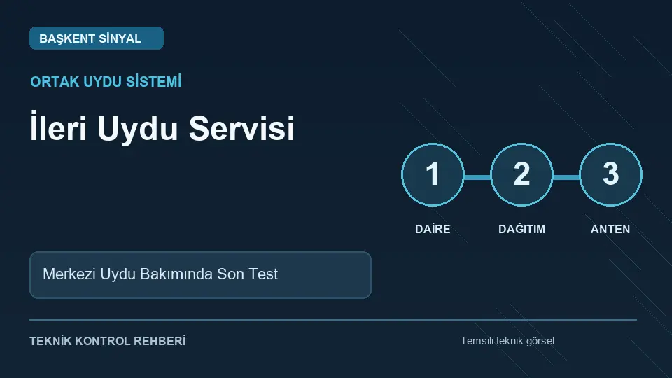 İleri Uydu Servisi: Merkezi Uydu Bakımında Son Test için temsili teknik kontrol infografiği