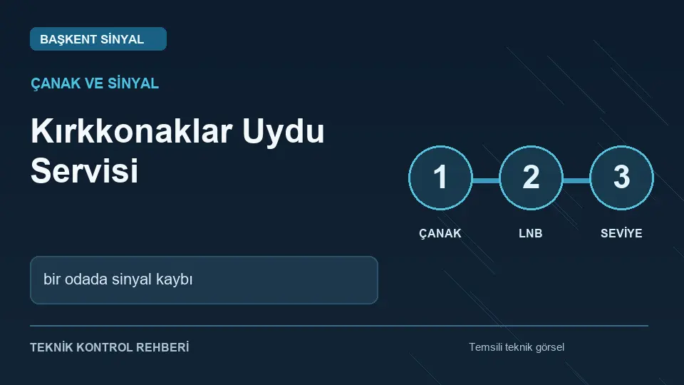 Kırkkonaklar uydu servisi: bir odada sinyal kaybı için temsili teknik kontrol infografiği