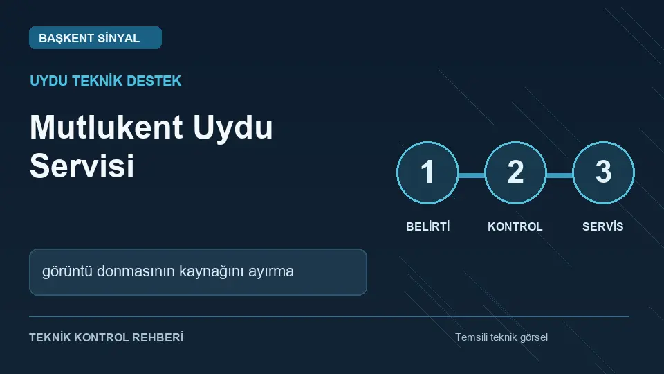 Mutlukent uydu servisi: görüntü donmasının kaynağını ayırma için temsili teknik kontrol infografiği