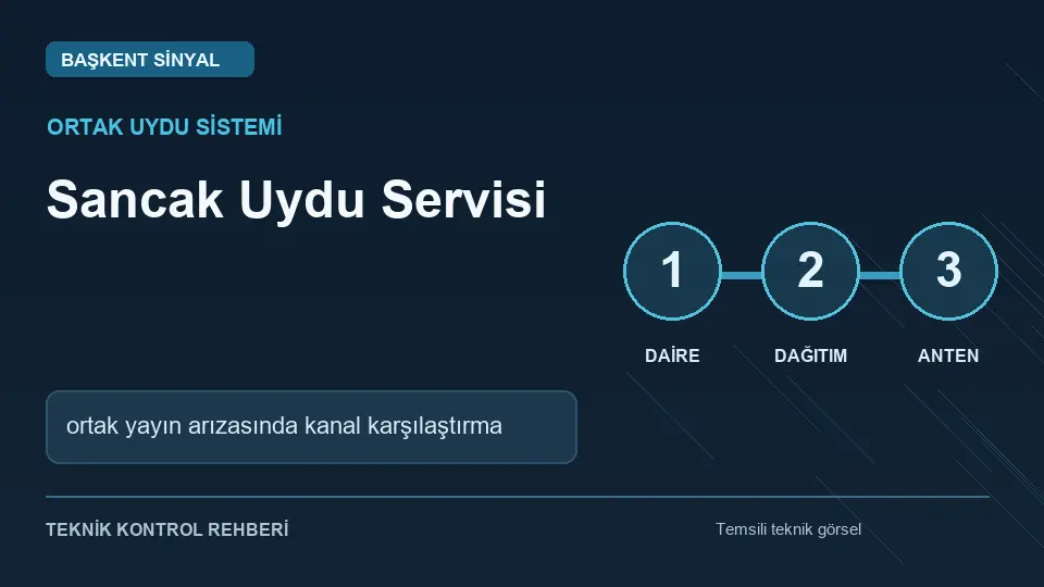 Sancak uydu servisi: ortak yayın arızasında kanal karşılaştırma için temsili teknik kontrol infografiği