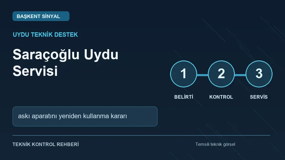 Saraçoğlu uydu servisi: askı aparatını yeniden kullanma kararı için temsili teknik kontrol infografiği