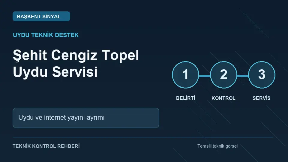 Şehit Cengiz Topel uydu servisi: Uydu ve internet yayını ayrımı için temsili teknik kontrol infografiği